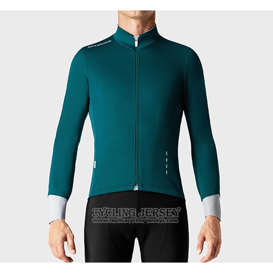 2019 Cycling Jersey La Passione Green White Long Sleeve And Bib Tight